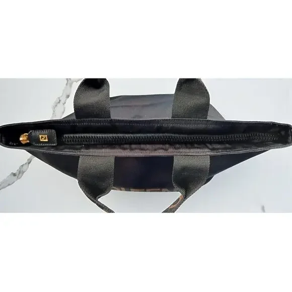 Authentic Fendi Mini Roma Black Canvas Tote Bag Vintage - Picture 15 of 16